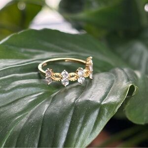 925 Sterling Gold tone Floral Ring